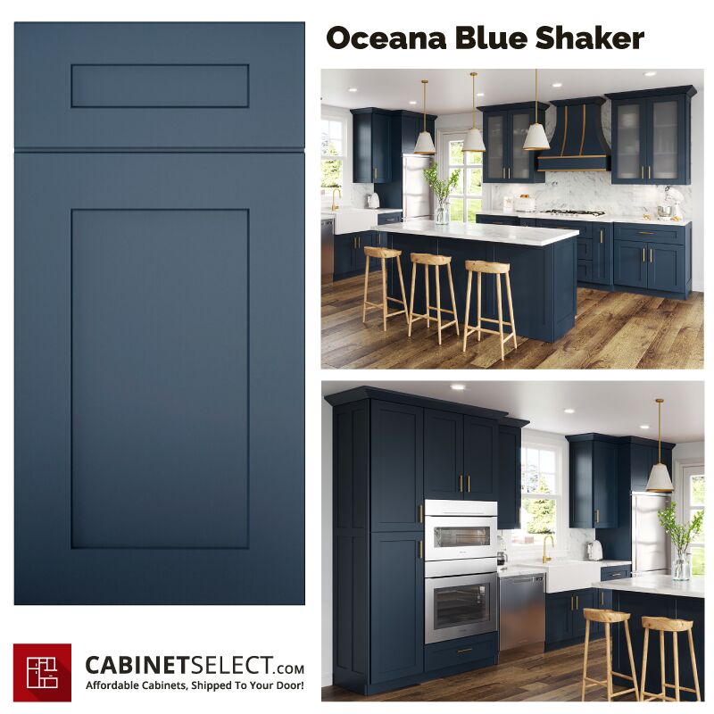 Blue Shaker Kitchen Cabinets 10 Ft Ba...