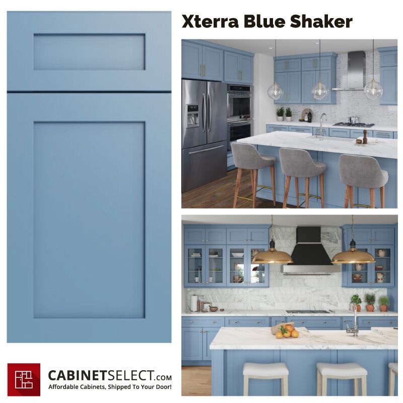 Xterra Blue Shaker Kitchen Cabinets by Forevermark | CabinetSelect.com